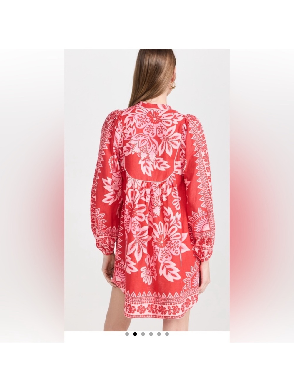NEW FARM Rio Flora Tapestry Red Long Sleeve Mini Dress - Picture 6 of 11